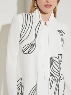 Abstract Embroidery Jewel Neck Jacket|Misook New