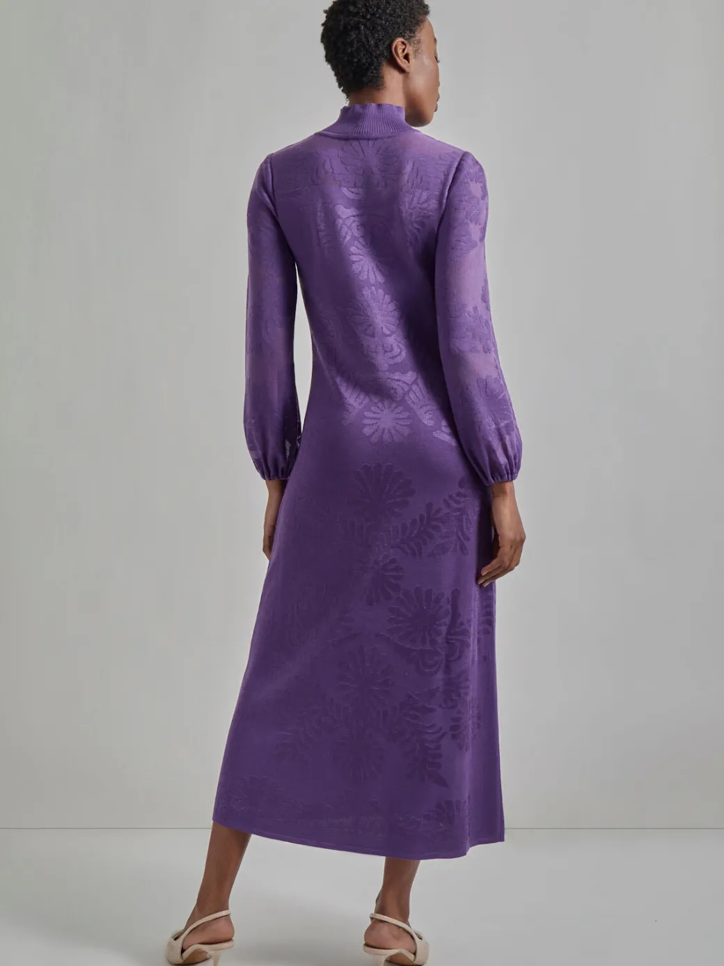 A-Line Jacquard Knit Maxi Dress|Misook Fashion