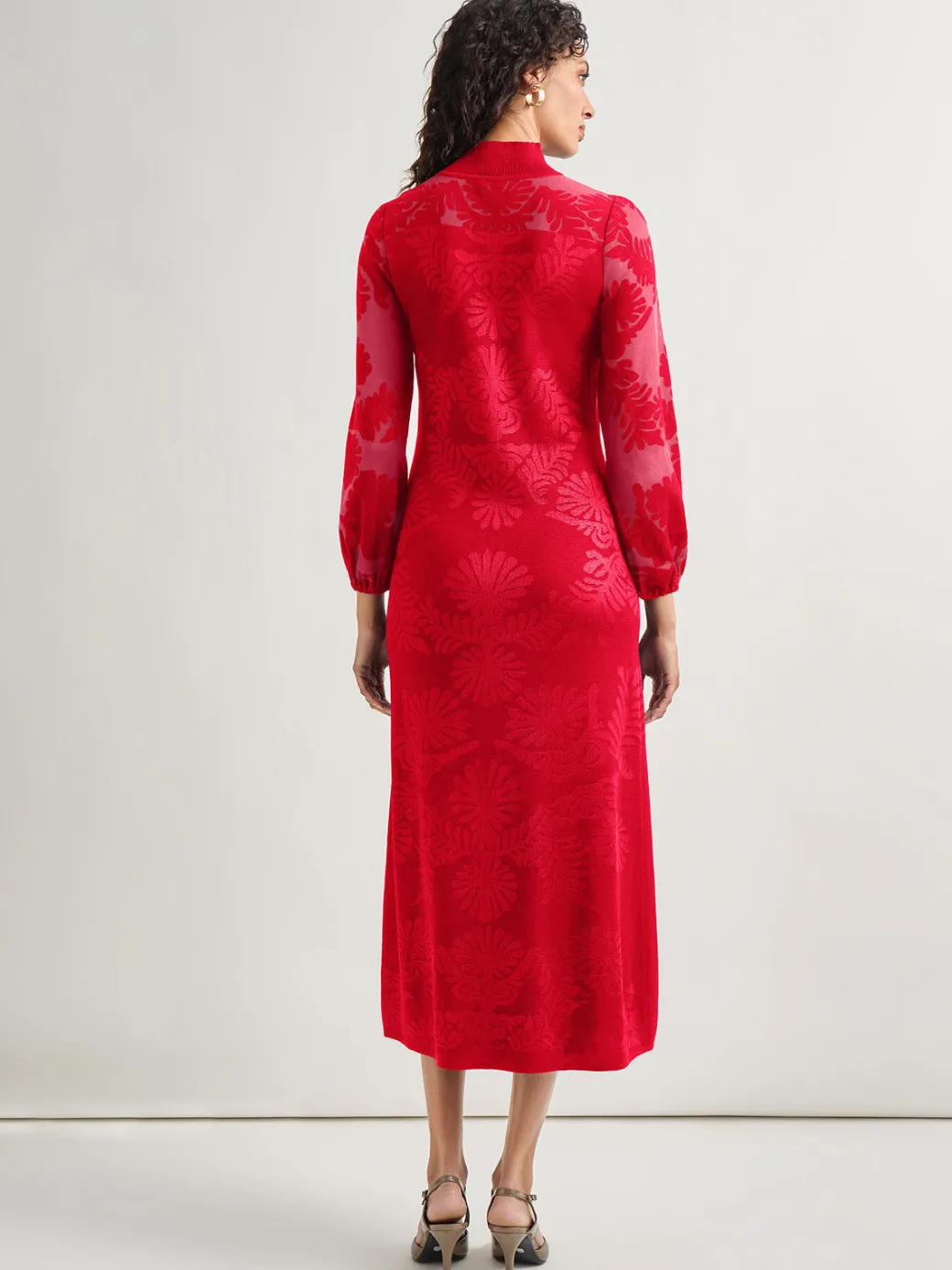 A-Line Jacquard Knit Maxi Dress|Misook Best