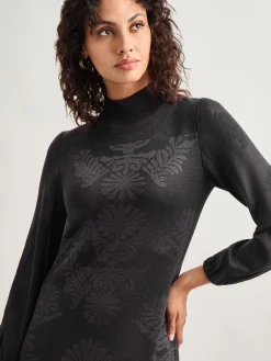 A-Line Jacquard Knit Maxi Dress|Misook Outlet