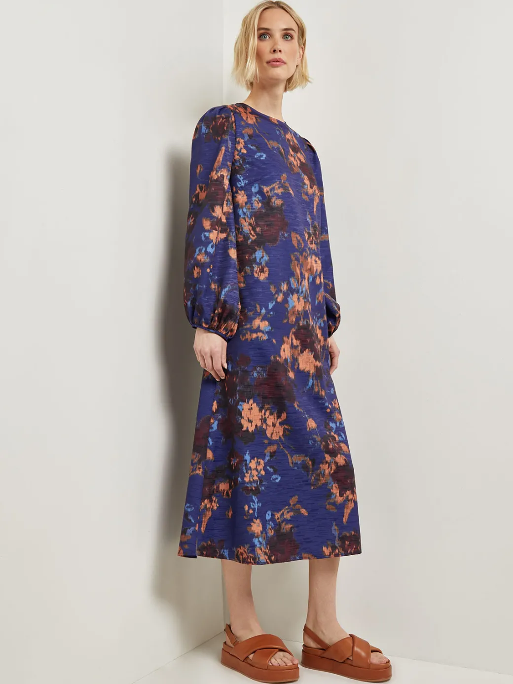 A-Line Printed Woven Maxi Dress|Misook Discount