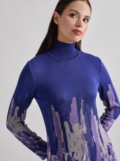 A-Line Watercolor Soft Knit Maxi Dress|Misook Clearance