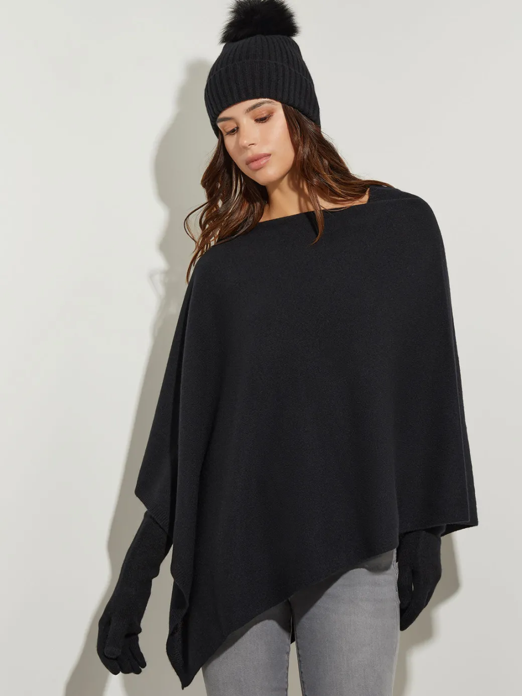 Asymmetrical Poncho - Cashmere Poncho ||Misook Sale