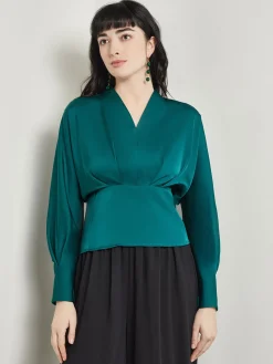 Batwing Sleeve Blouse - Crepe De Chine|Misook Fashion
