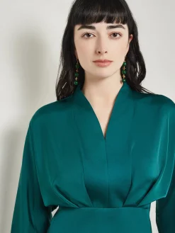 Batwing Sleeve Blouse - Crepe De Chine|Misook Fashion