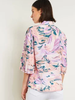 Bell Sleeve Blouse - Pleated Blouse ||Misook Outlet