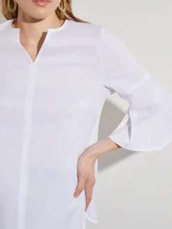 Bell Sleeve Cotton Blend Blouse|Misook Outlet