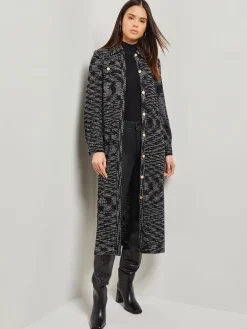 Belted Button Front Tweed Knit Midi Dress|Misook Sale