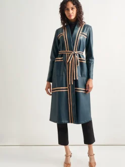 Belted Long Vegan Leather Jacket|Misook New