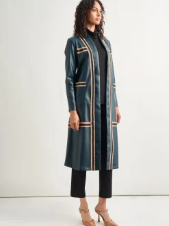 Belted Long Vegan Leather Jacket|Misook New