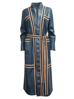 Belted Long Vegan Leather Jacket|Misook New