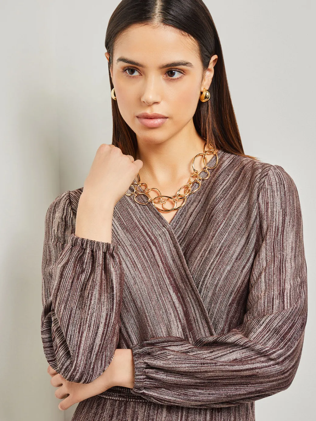 Bishop Sleeve Jacquard Knit Maxi Dress|Misook Best