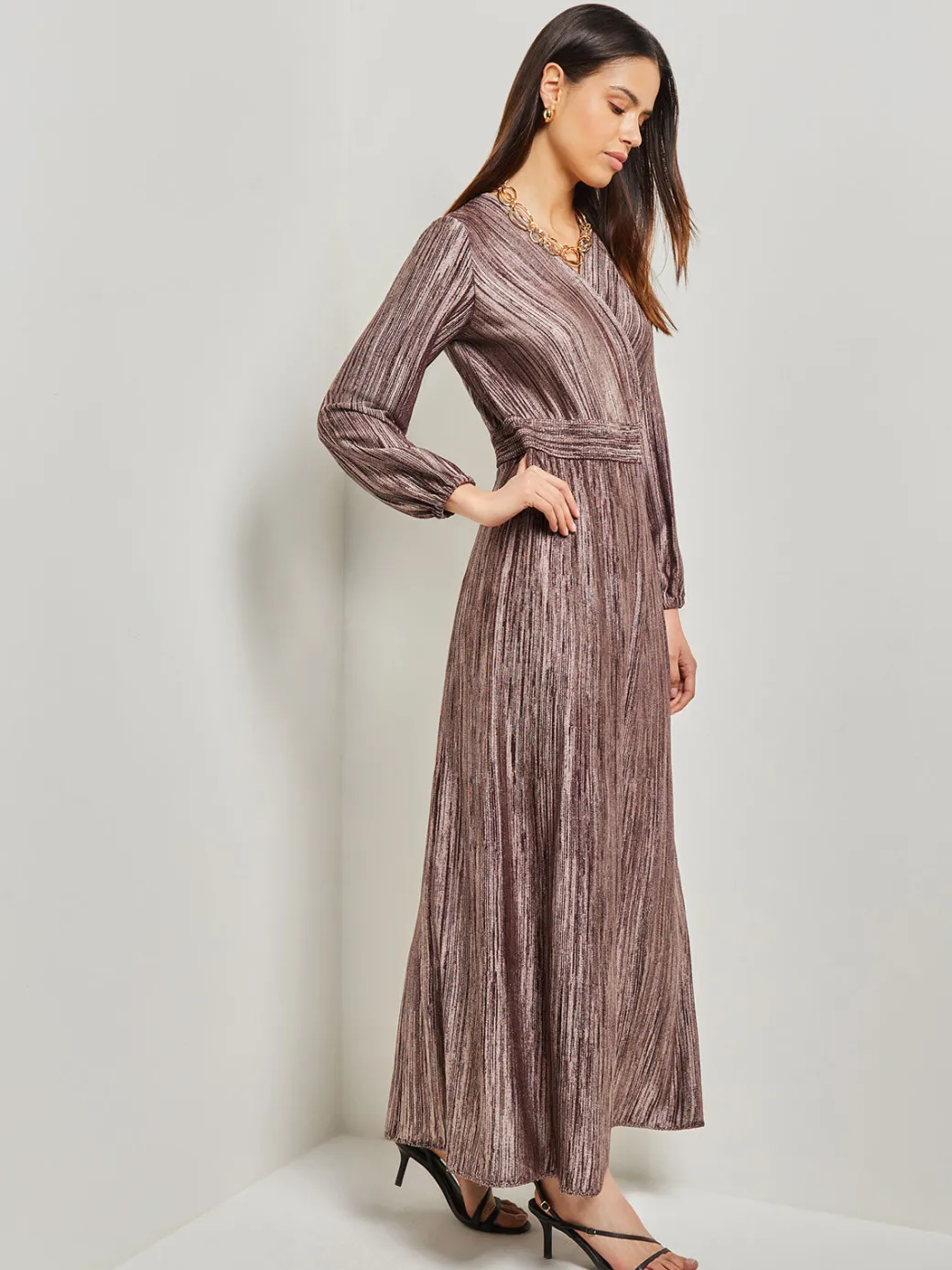 Bishop Sleeve Jacquard Knit Maxi Dress|Misook Best