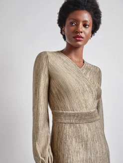 Bishop Sleeve Jacquard Knit Maxi Dress|Misook Online