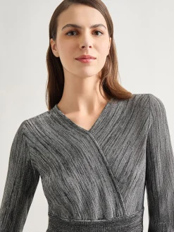 Bishop Sleeve Jacquard Knit Maxi Dress|Misook Fashion