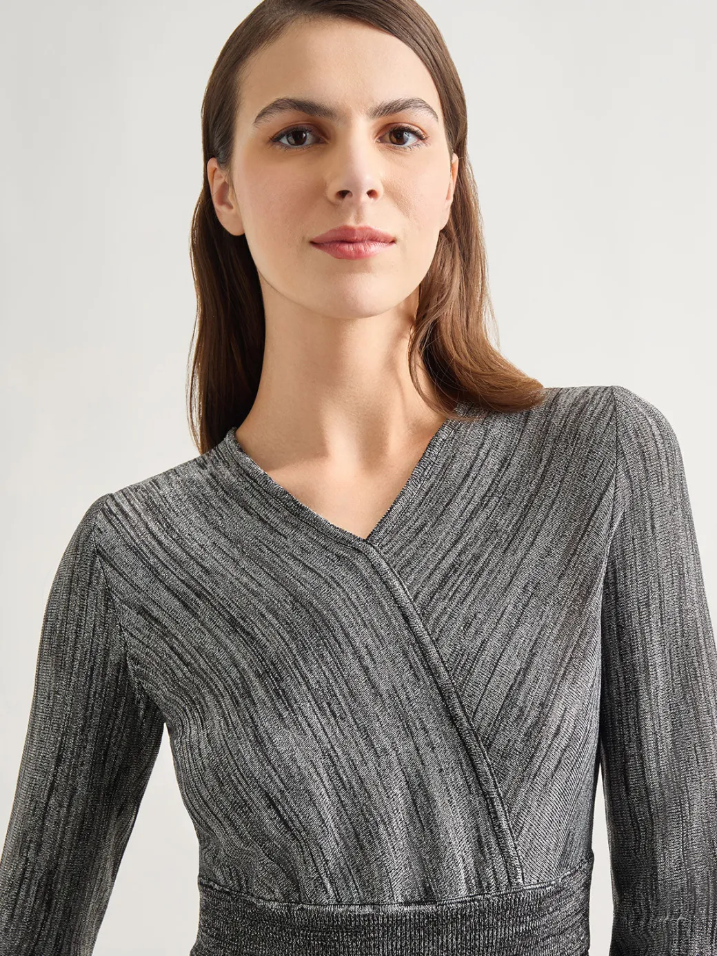 Bishop Sleeve Jacquard Knit Maxi Dress|Misook Fashion