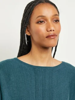 Boat Neck Textural Stripe Cashmere Tunic|Misook Online