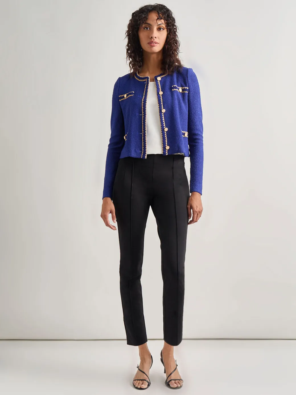 Braided Trim Boucle Knit Jacket|Misook Sale