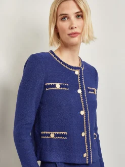 Braided Trim Boucle Knit Jacket|Misook Sale