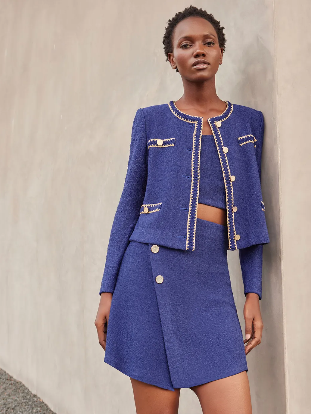 Braided Trim Boucle Knit Jacket|Misook Sale