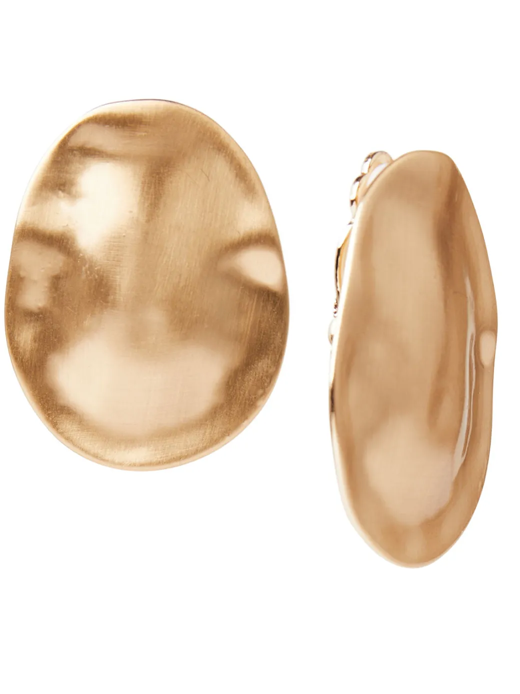 Brushed Satin 18K Gold Oval Clip Earrings|Misook Discount