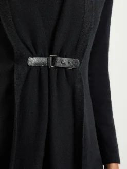 Buckle Detail Shawl Collar Cashmere Cardigan|Misook Outlet