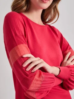 Burnout Accent Bishop Sleeve Soft Knit Tunic|Misook Fashion