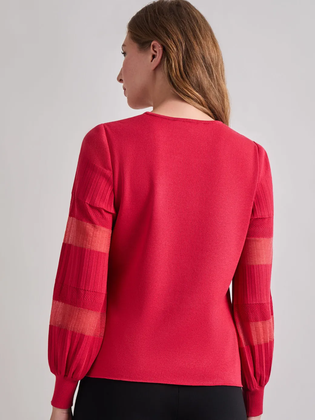 Burnout Accent Bishop Sleeve Soft Knit Tunic|Misook Fashion