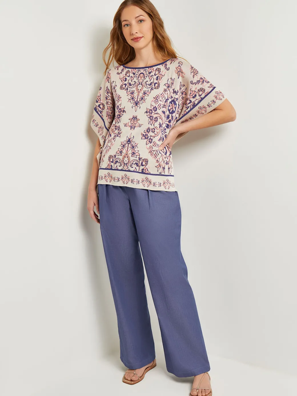 Cape Sleeve Tunic - Soft Jacquard Knit|Misook Outlet