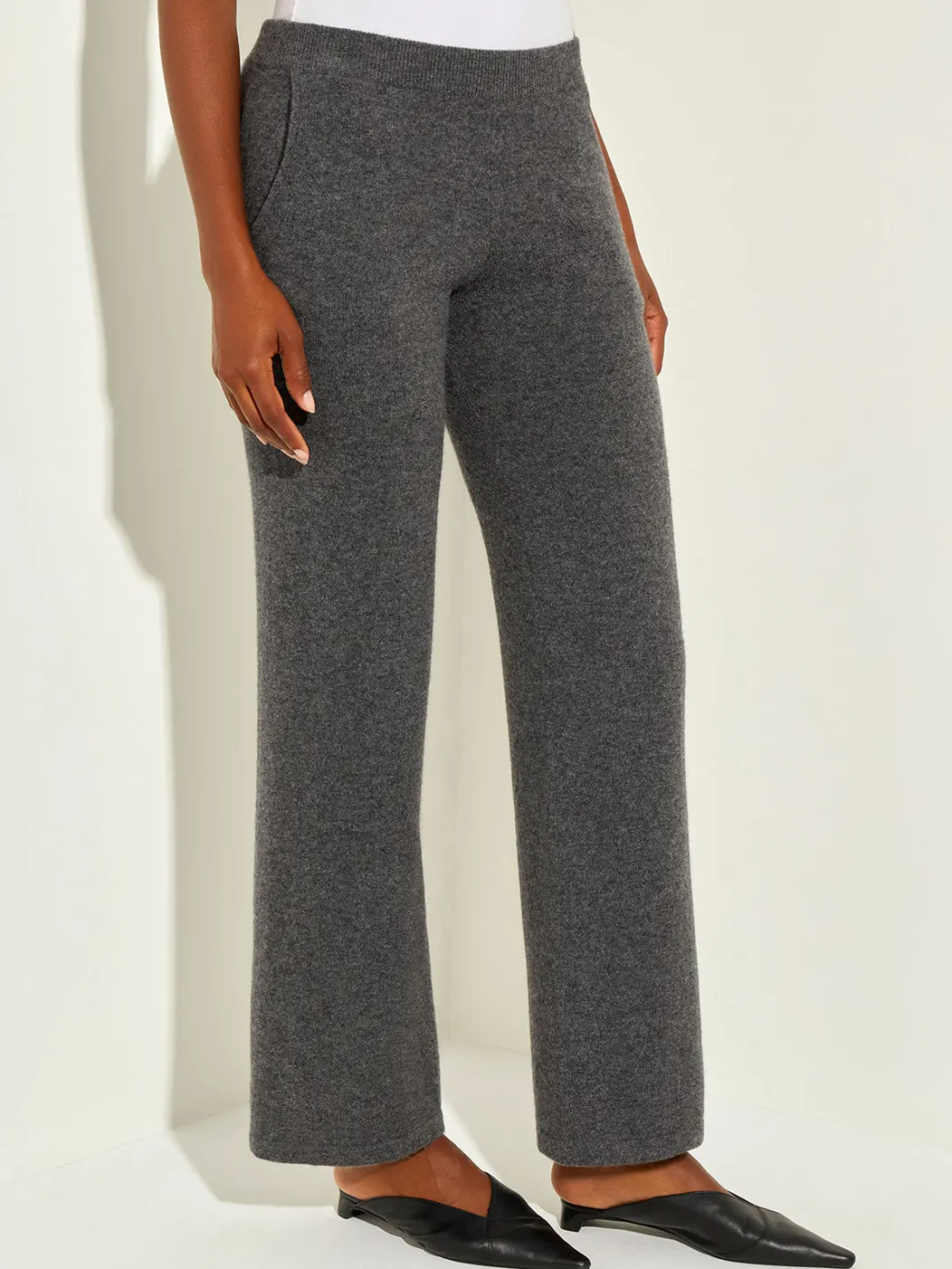 Cashmere Pants - Grey Wide Leg Pants ||Misook New