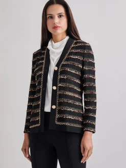Chain Trim Lurex Knit Jacket|Misook Hot