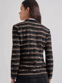 Chain Trim Lurex Knit Jacket|Misook Hot