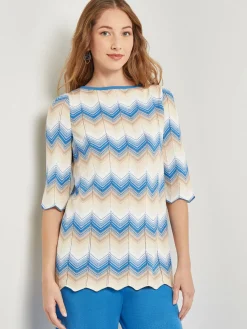 Chevron Hem Tunic - Intarsia Soft Knit|Misook Online