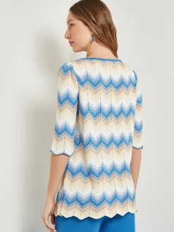Chevron Hem Tunic - Intarsia Soft Knit|Misook Online