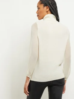 Chiffon Sleeve Cashmere Turtleneck|Misook Sale