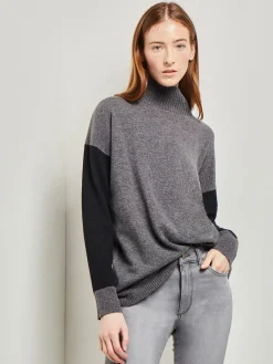 Colorblock Cashmere Turtleneck Tunic|Misook New