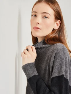 Colorblock Cashmere Turtleneck Tunic|Misook New