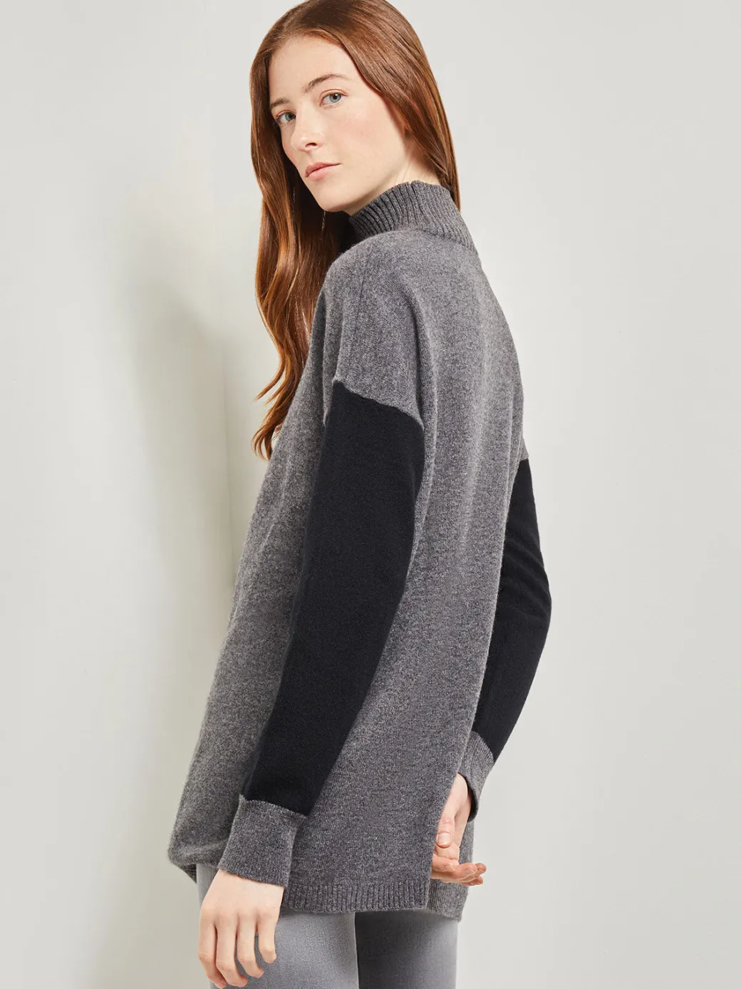 Colorblock Cashmere Turtleneck Tunic|Misook New