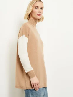 Colorblock Cashmere Turtleneck Tunic|Misook Outlet