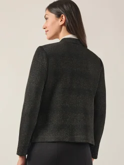 Embellished Lurex Open Neck Jacket|Misook Hot