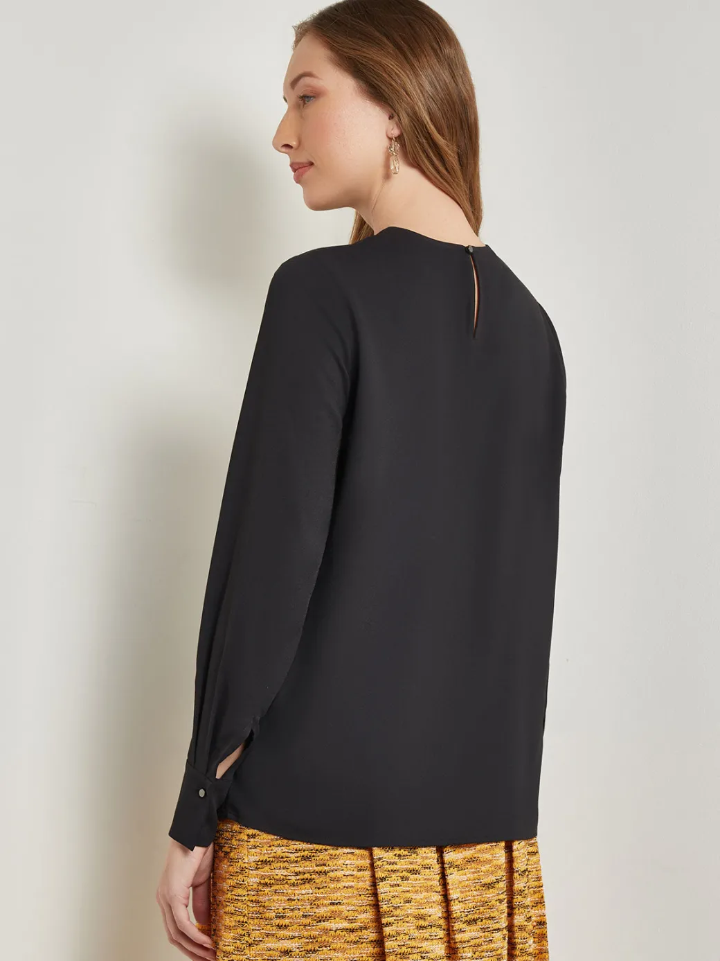 Embellished Neckline Blouse - Crepe De Chine|Misook Online