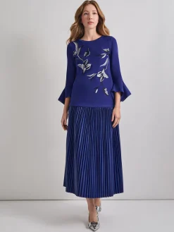 Embroidered Floral Knit Blouse|Misook Best