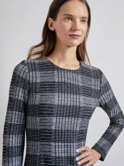 Fit & Flare Tweed Knit Maxi Dress|Misook Sale