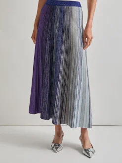 Flared Shimmer Lurex Knit Maxi Skirt|Misook Fashion