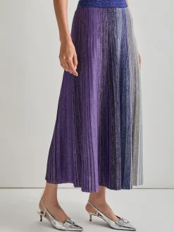 Flared Shimmer Lurex Knit Maxi Skirt|Misook Fashion