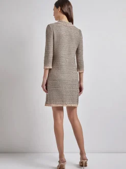 Fringe Trim Intarsia Knit Shift Dress|Misook Sale