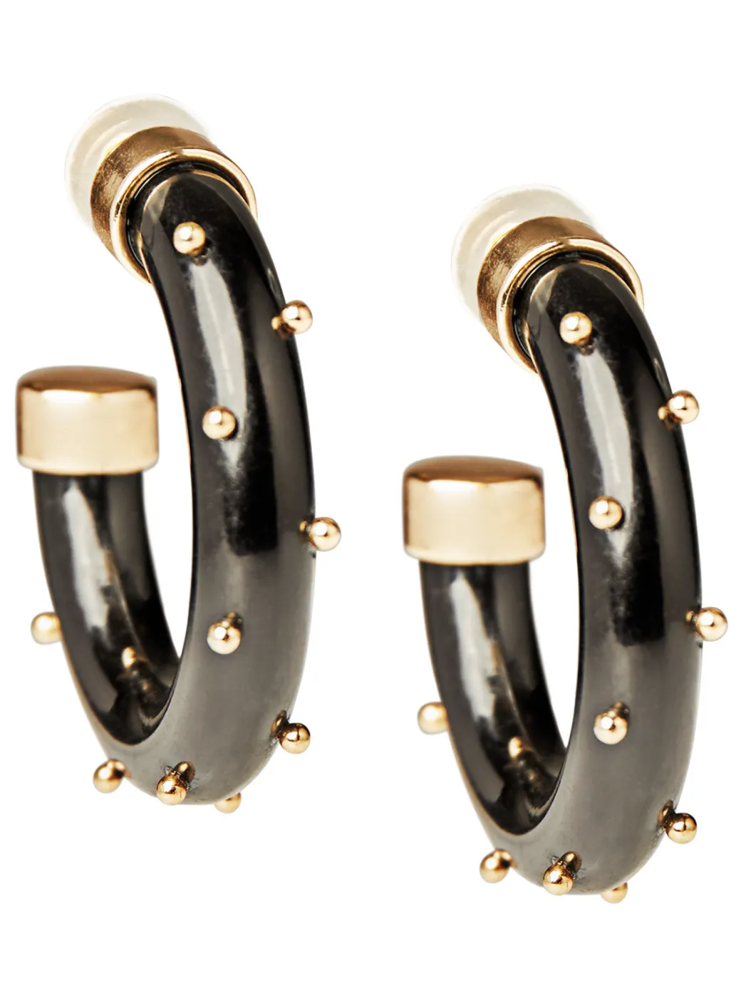 Gold & Black Resin Hoop Earrings|Misook Fashion