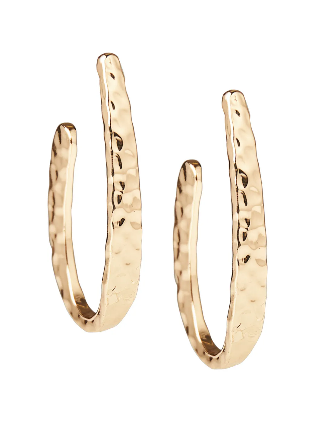 Hammered J-Hoop Earrings|Misook Hot
