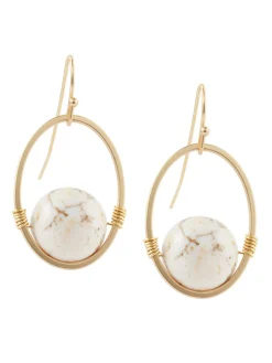 Handmade Gold Magnesite Drop Bead Earrings|Misook Clearance
