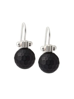 Handmade Matte Black Onyx Crystal Column Top Earring|Misook Hot